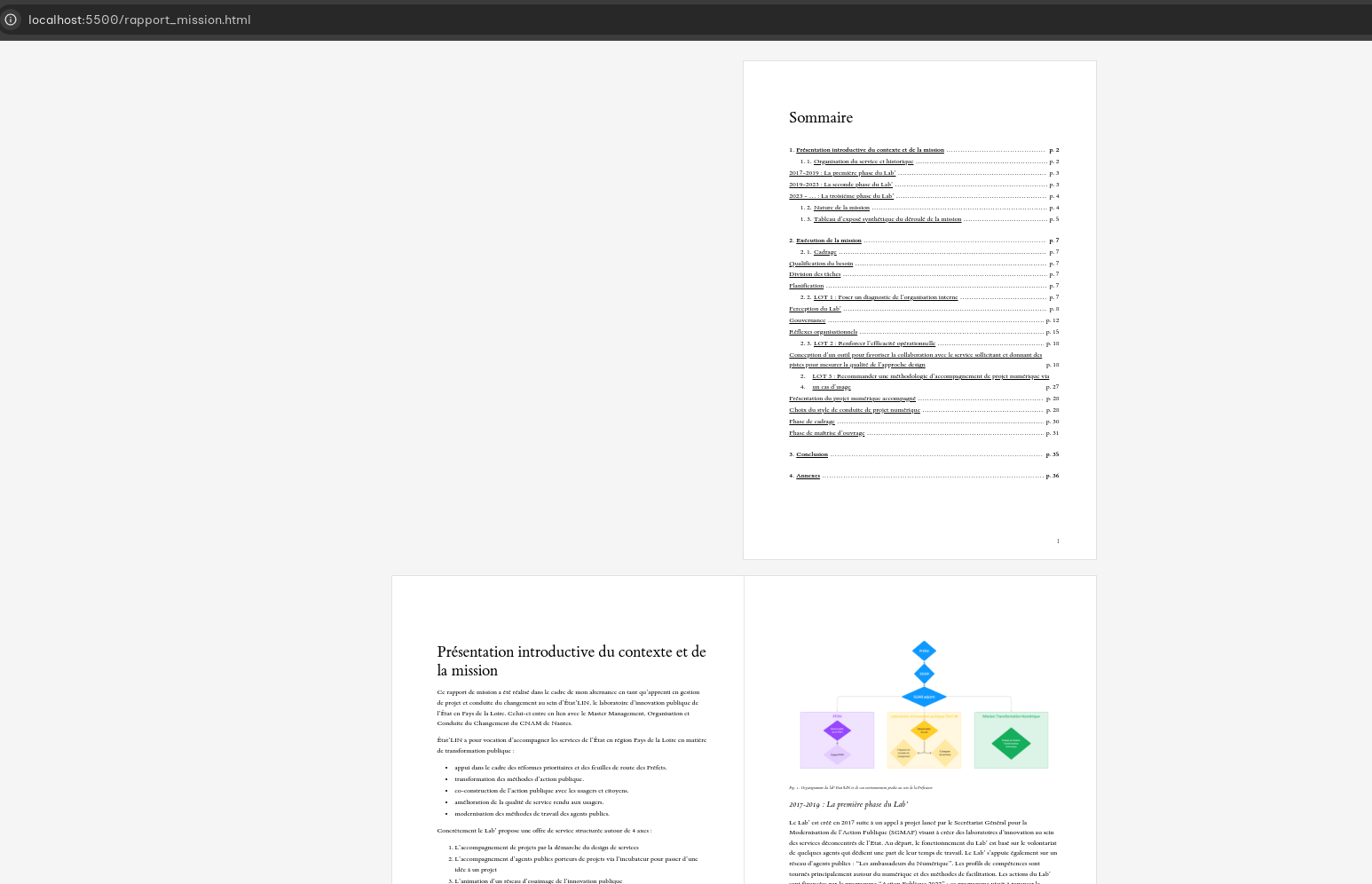 Rendu visuel d'un document paginé avec PagedJS : division en pages comme dans un livre