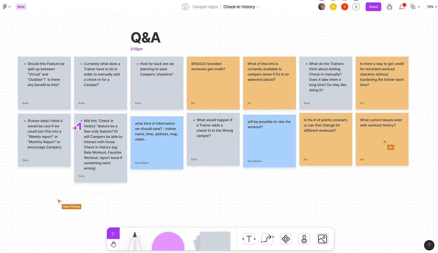 Capture d'écran d'un atelier collaboratif sur Figjam